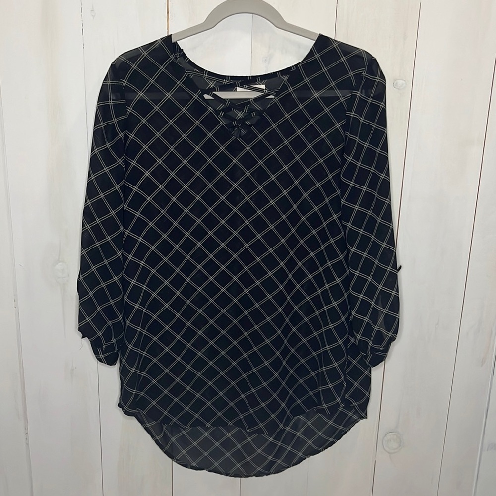 Maurices Black & White Sheer Blouse